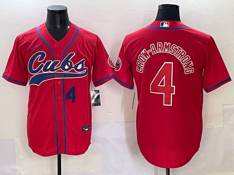 Men 2025 Chicago Cubs #4 Crow-Armstrong Red Joint Name Nike MLB Jersey style 2->chicago cubs->MLB Jersey